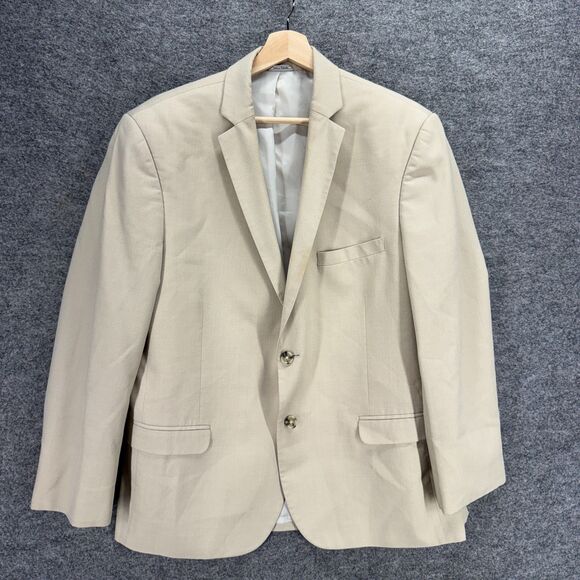 Pronto Uomo Blazer Men 44 Beige Button Up Collared Long Sleeve Wool Slim Fit - Picture 1 of 8